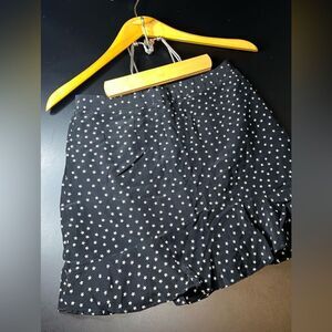 Madewell 100% Silk Black Star Printed Ruffle Bottom Mini Skirt Size 0 EUC